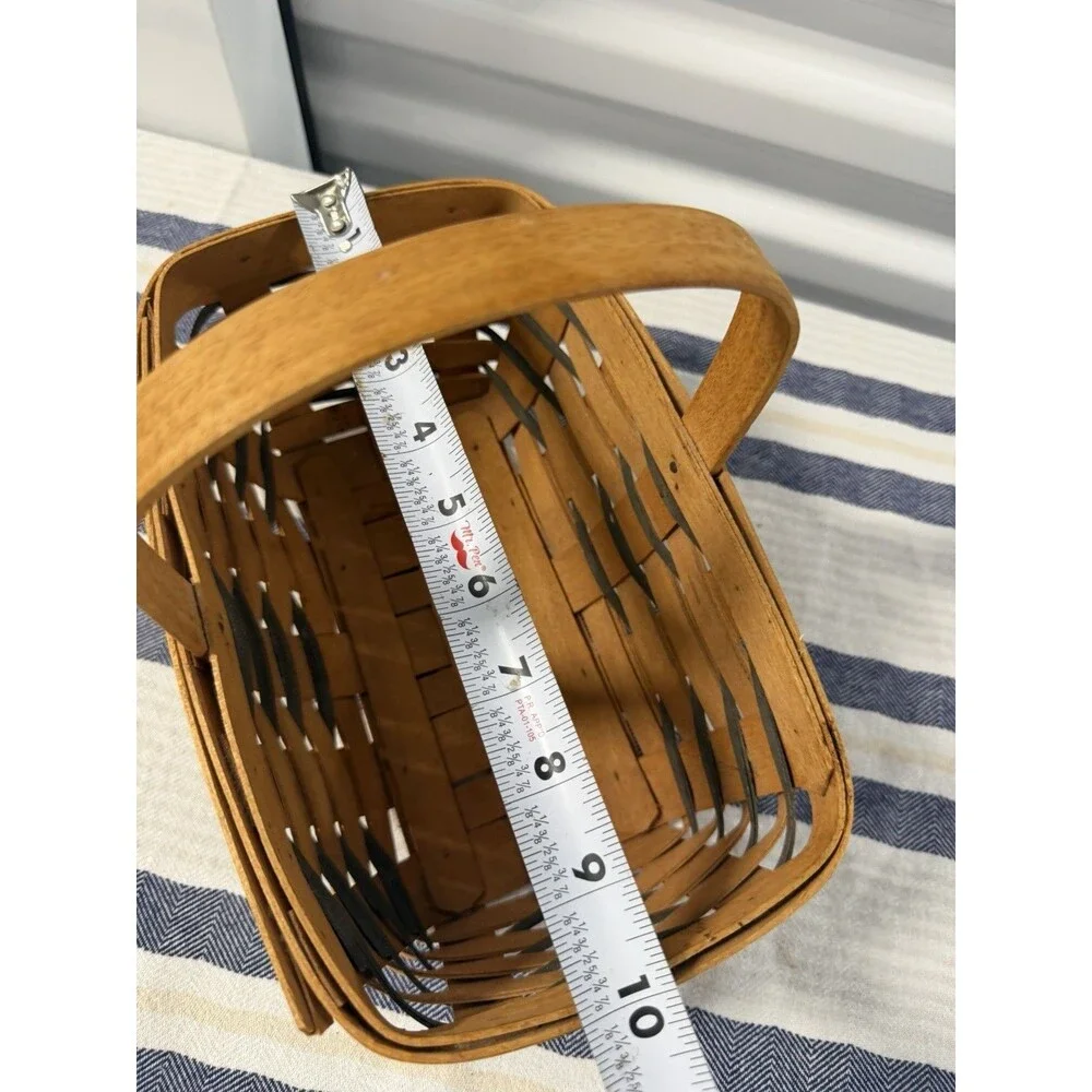Longaberger Market Basket Black Trim Swing Handle Handwoven USA Farmhouse Decor